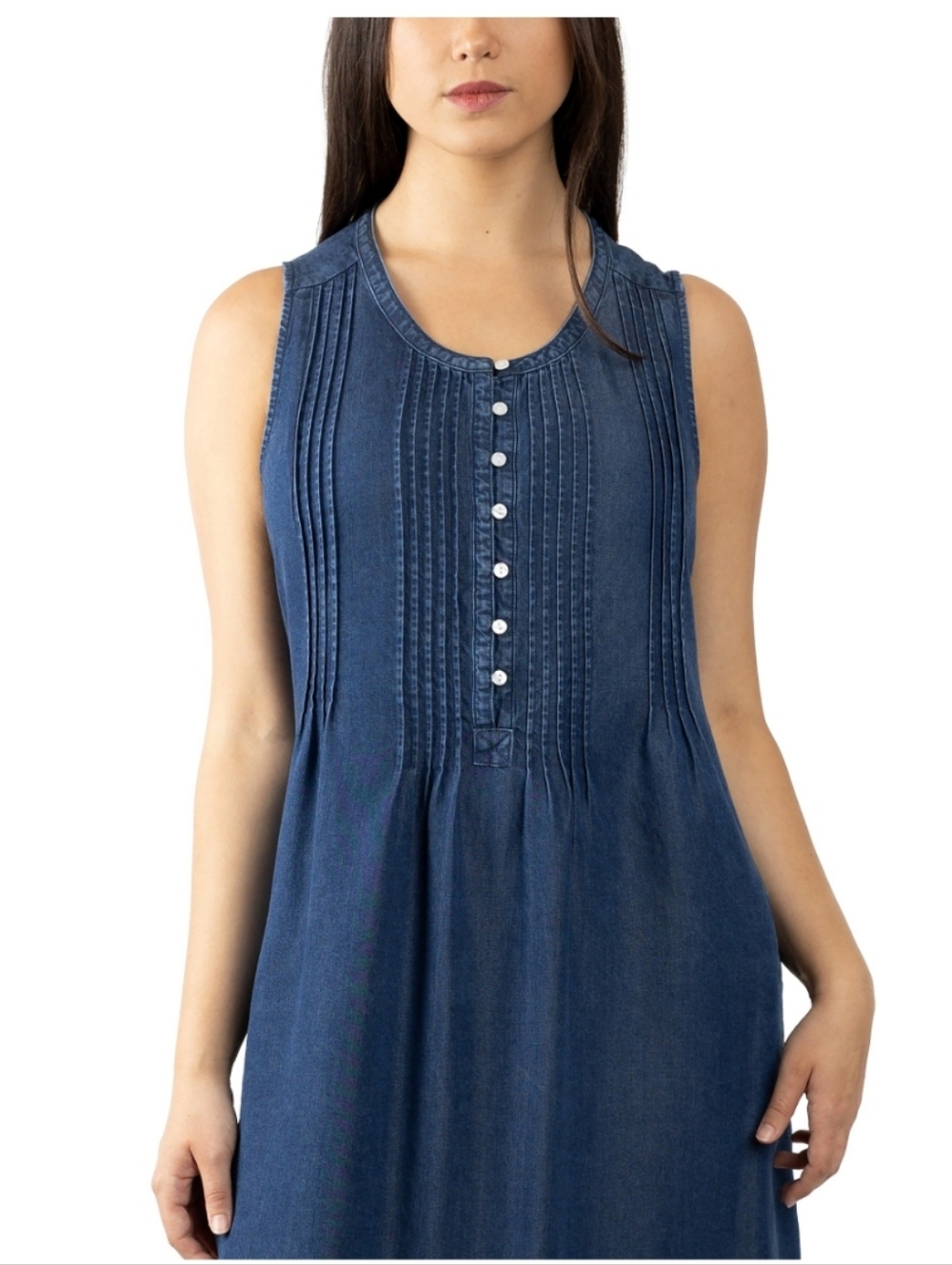 (6) ColdWater Creek Ladies Sleeveless Tencel Midi Dress - Picture 3 of 4